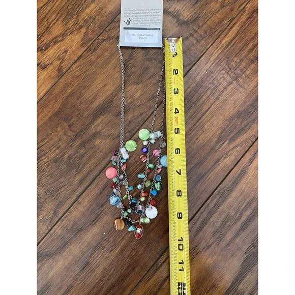 NEW Multi Gemstone Chip Necklace Artisan Handcrafted Multi Strand Boho Natural - Picture 6 of 6